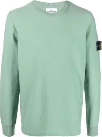 Stone Island Groene Compass Crewneck Jumper - Heren - Ronde hals truien - Groen - 2XL - Wol - Truien & Vesten