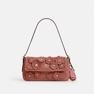 Coach Etta Small Flap Shoulder Bag With Floral Applique