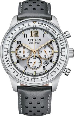 Citizen Future Force Chronograph Leather Strap Watch, 44mm in Gray at Nordstrom Rack