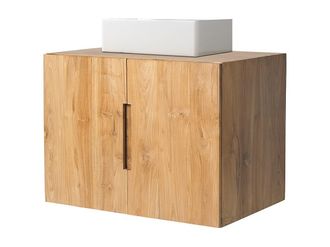 Vente-Unique Mueble de ba&ntilde;o suspendido de teca con lavabo - 80 cm - SAWAN