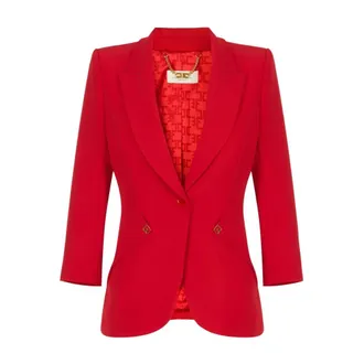 Elisabetta Franchi Giacca in cr&ecirc;pe satin - - Jackets - Donna - Rosso - M