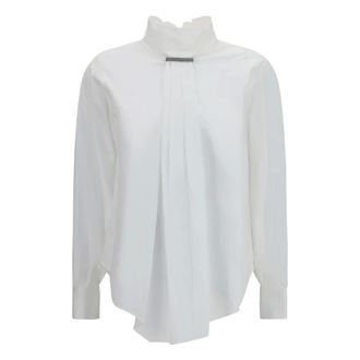 Brunello Cucinelli Camicetta con Decorazione Monili - - Blouses & Shirts - Donna - Bianco - M