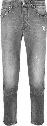 John Richmond Slim-fit Jeans - Heren - Slim Fit Jeans - Grijs - W31 - Leer - Jeans