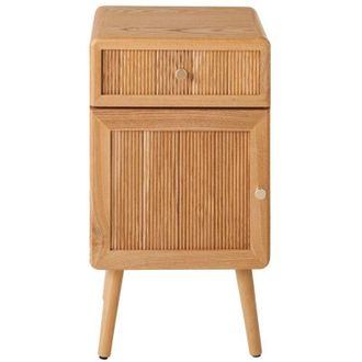 Calicosy Calicosy - Mesita De Noche Con 1 Puerta Y 1 Caj&oacute;n, Frentes Con Efecto Listonado, H71 Cm - Ava