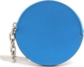 Herm&egrave;s Silver Blue Chevre Leather Metal Coin Purse/Coin Case (Pre-Owned)