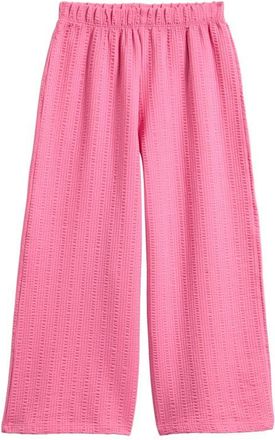 Next Kids Textured Wide Leg Stretch Cotton Pants in Pink at Nordstrom, Size 12-18M