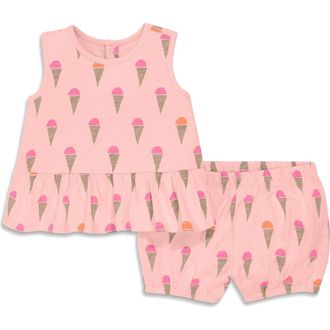 primary Baby Tank And Bubble Shorts Set In Ice Cream Cones in Flamingo Ice Cream Cones at Nordstrom, Size 0-3M