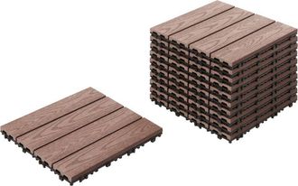 Beliani Beliani - Suelo De Exterior De Compuesto Wpc Baldosas Resistentes A La Intemperie Marr&oacute;n Atessa