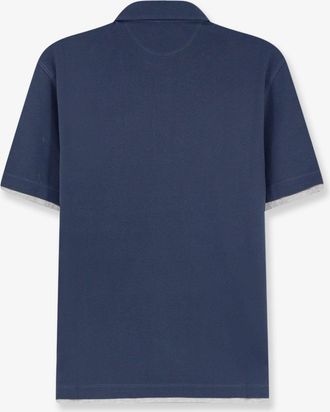 Brunello Cucinelli Mens Polo Shirt Blue Cotton T-shirts And Polos