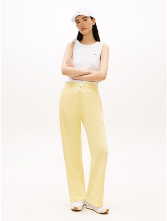 Tommy Hilfiger Womens Brushed-Back Wide Leg Sweatpant - Citronella - XL