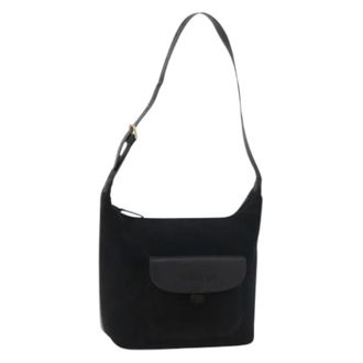 Burberry Pre-owned Shoulder Bags, female, Black, Size: ONE SIZE Pre-owned Suede Shoulder Bag