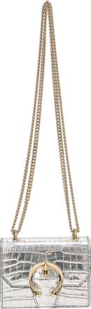 Jimmy Choo London Mini Paris Metallic Croc-Embossed Super Mini Bag in Silver Leather