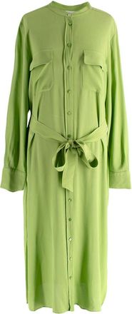 Marella Green Silk Blend Shirt Midi Dress Size XL