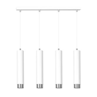 Wonderlamp Regleta colgante elegante con 4 luces cil&iacute;ndricas blancas y en cromo
