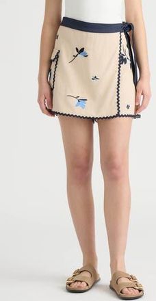 NVLT Floral Embroidered Rickrack Trim Wrap Skort in Natural at Nordstrom Rack, Size X-Small