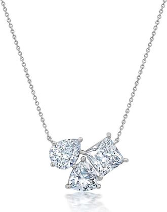 Crislu Cubic Zirconia Cluster Pendant Necklace in Silver at Nordstrom