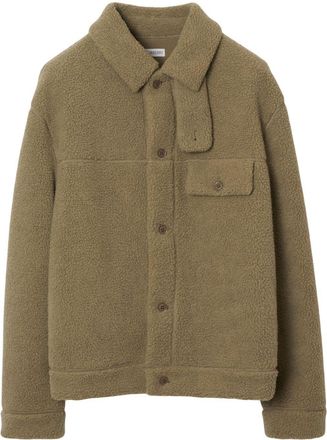 Burberry long-sleeve fleece overshirt - men - Cotton/Polyester - L - Green