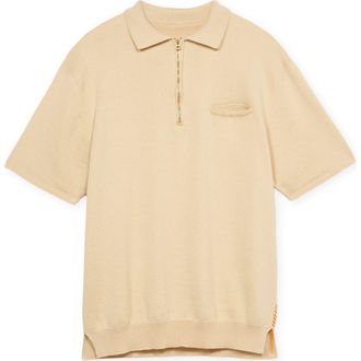 Fortela Laight 3/4 Zip Short Sleeve Polo in Ecru at Nordstrom, Size X-Large Eu