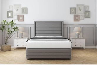 Comfort Beds Anna Dumfries Divan Set 2 Drawers-26 Headboard-Footboard in Light Grey | Size: Super King