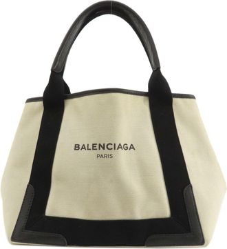 Balenciaga Black White Canvas Tote Bag (Pre-Owned)
