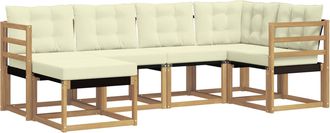 vidaXL Conjunto De Sof&aacute;s De Exterior 6 Uds. Blanco Y Crema Vidaxl