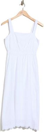 Ellen Tracy Embroidered Eyelet Cotton Midi Sundress in White at Nordstrom Rack, Size X-Small