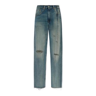 Maison Margiela Faded Effect Jeans - female - MM6 Maison Margiela - Loose Fit Jeans - Blue - W28 - Jeans