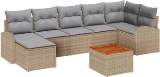 vidaXL Vidaxl - Conjunto De Sof&aacute; De Jard&iacute;n 8 Pcs Beige, Gris Claro