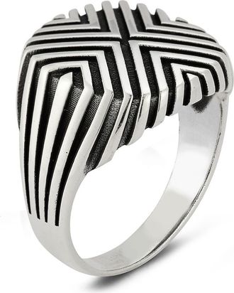 Yield of Men Mens X Textured Signet Ring in Silver at Nordstrom Rack, Size 11