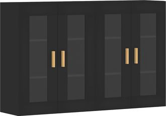vidaXL Armarios De Pared 2 Uds Madera De Ingenier&iacute;a Negro Vidaxl