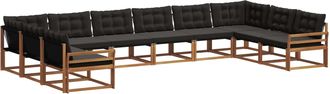 vidaXL Conjunto De Sof&aacute;s De Exterior 10 Uds. Natural Y Negro Vidaxl