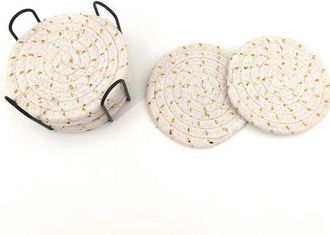 OEM Juego De 8 Posavasos (incluye Soporte De Almacenamiento), Juego Minimalista De Posavasos De Algod&oacute;n Tejido, Di&aacute;metro 11 Cm