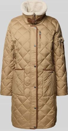 Lauren Ralph Lauren Steppmantel mit Stehkragen und Reißverschluss in Beige, Größe XL