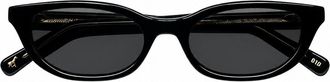 L.G.R Sleek Black Acetate Sunglasses with Flat Grey Lenses