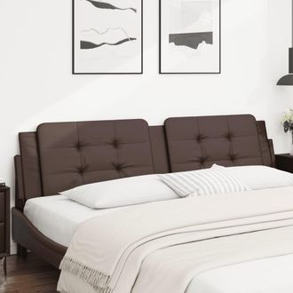 vidaXL Cabecero De Cama Acolchado Cuero Sint&eacute;tico Marr&oacute;n 200 Cm Vidaxl