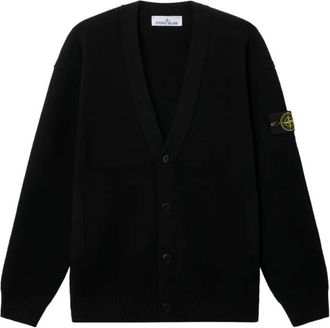 Stone Island Black Loose V Neck Cardigan