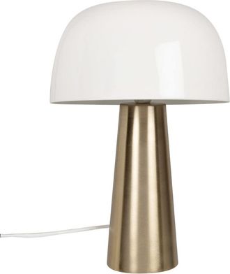 Maisons du monde Lámpara de metal dorado con pantalla blanca