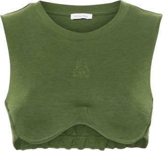 Patrizia Pepe underwire-cup cropped tank top - women - Cotton - I - Green