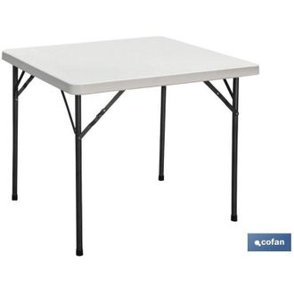 cofan Mesa Plegable Cuadrada Blanca 88x88x74cm, Mesa Plegable Cuadrada En Color Blanco, Fabricada Con Materiales Resistentes Y Ligeros Para Eventos Y Celebr