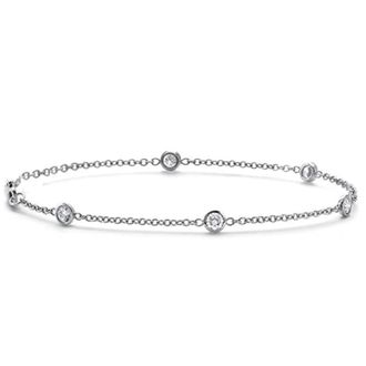 Pompeii3 3/4 TCW 14k White or Yellow Gold Round Diamond By Yard Station Bracelet