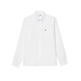 Lacoste Linnen Overhemd Met Normale Pasvorm, Wit