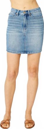 Judy Blue Sleek Silhouette Tummy Control Skirt In Blue