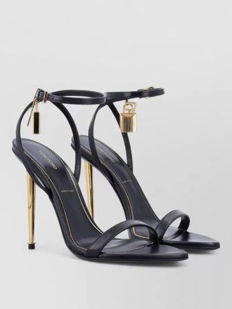Tom Ford leather padlock sandals pointed toe heel