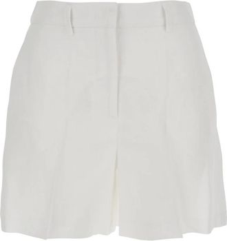 Plaîn Plain, Korte Broeken, Dames, Wit, S, Linnen, Shorts met riemlussen in de taille