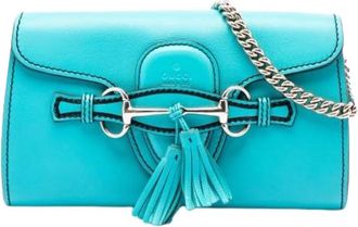 Gucci Pre-owned Small Emily Crossbody Bag - Dames - Vintage Schoudertas - Blauw - ONE Size - Leer - Vintage
