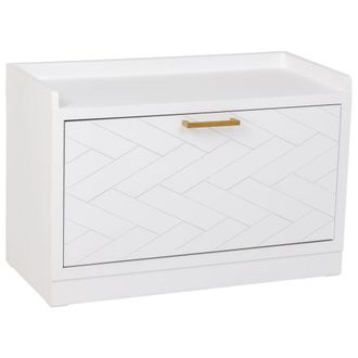 Wanderlust Deco Banqueta zapatero de madera y metal blanco 80x38x53