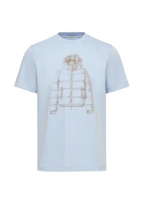 Moncler PRINTED COTTON T SHIRT Size: XXL, colour: BLUE