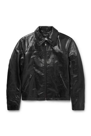 Enfants Riches Deprimes The Bully Distressed Embroidered Tumbled-Leather Jacket