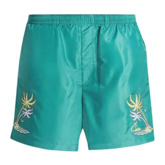 Casablanca Beachwear, male, Green, Size: S Costume da bagno con ricamo vita elasticizzata