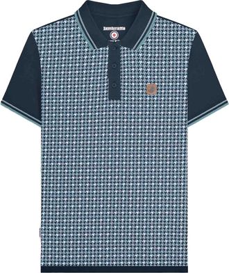 Lambretta Heren SS24 Houndstooth Poloshirt (Marine)